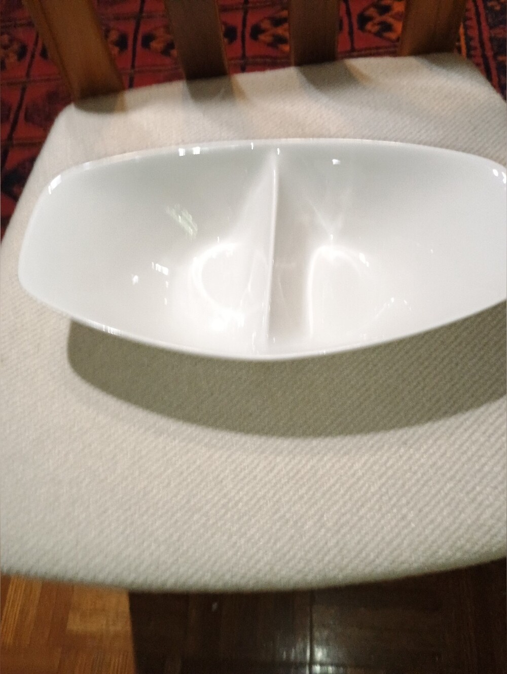 Iroquois Impromptu Ben Seibel 12 inch Bridal White Divided Serving Bowl